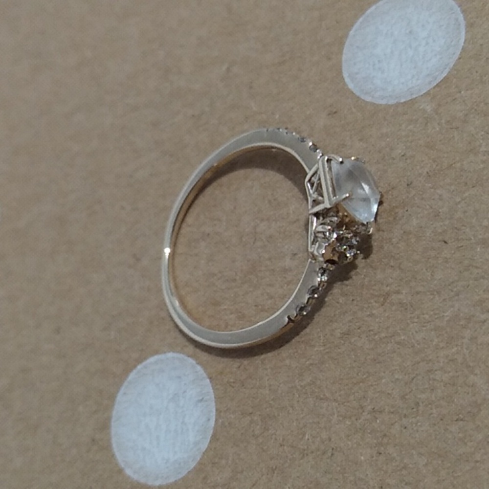 SALE! RARE! Samantha Tiara 10kt Yellow Gold Moonstone & Topaz Ring Sz.4 1/2 - Picture 10 of 11